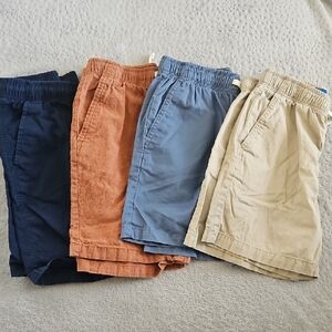 Set of Four Casual Shorts in Navy, Rust, Blue, and Beige